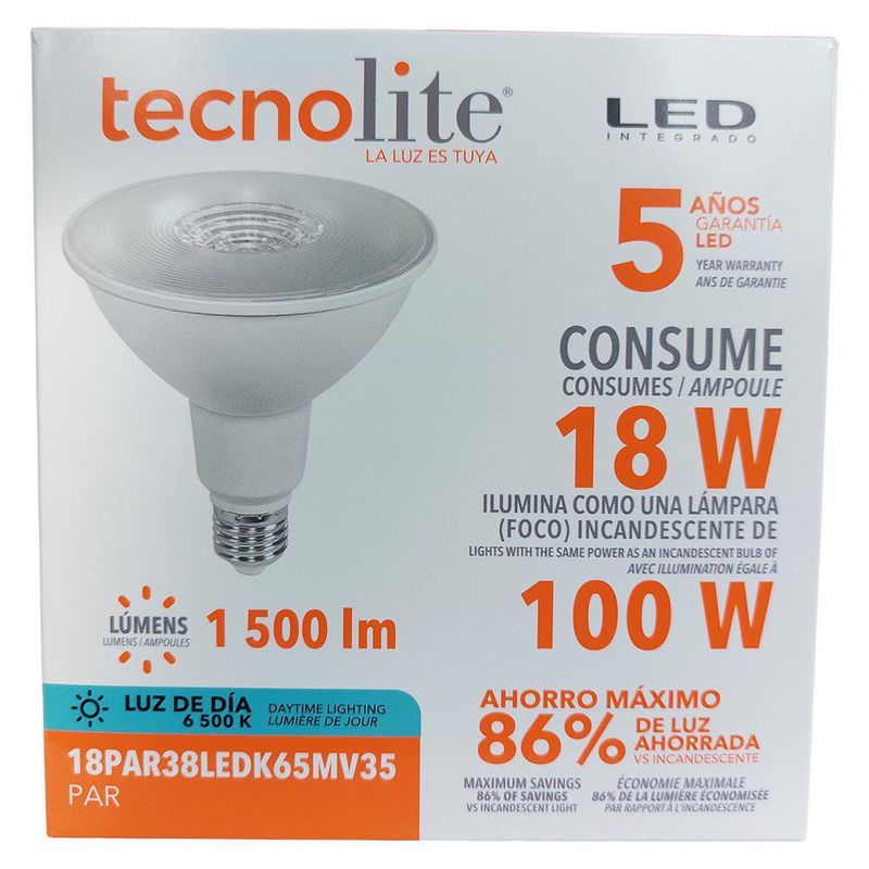 Foco Tecnolite PAR38 LED de 18 W Base E27 Luz de Día