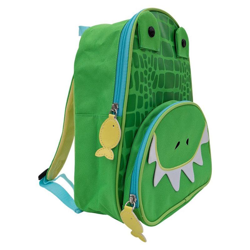 Mochila Infantil con Diseño de Cocodrilo Verde y Cierre Frontal