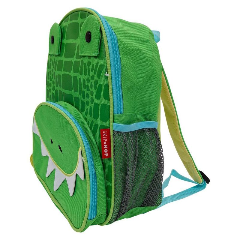 Mochila Infantil con Diseño de Cocodrilo Verde y Cierre Frontal