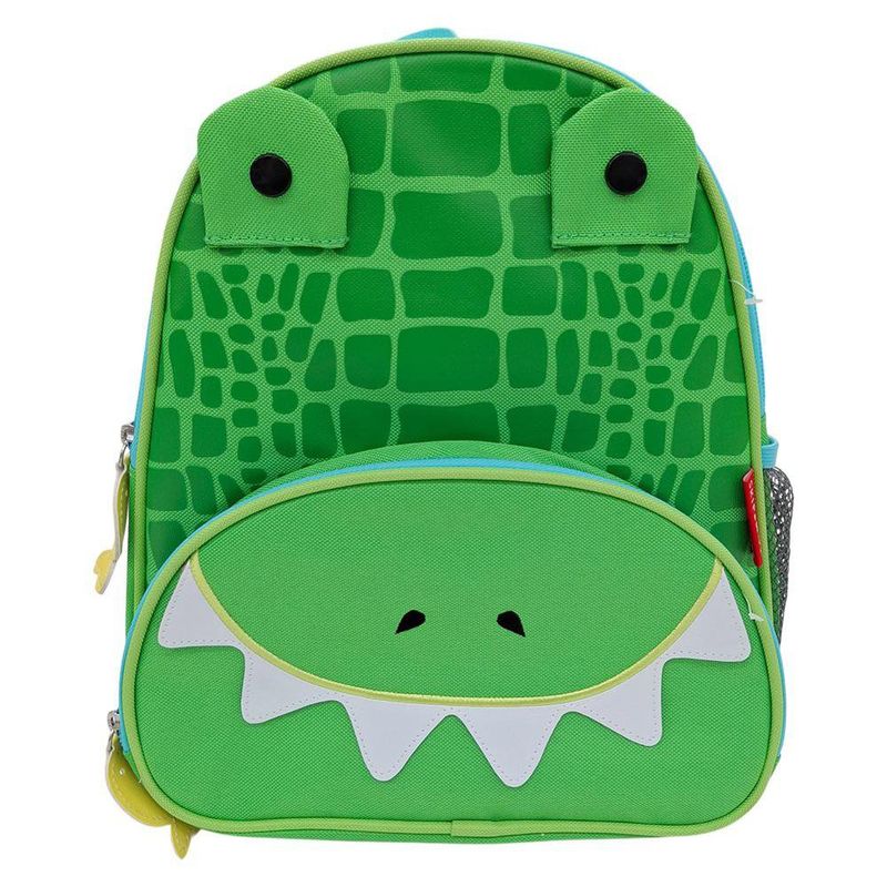 Mochila Infantil con Diseño de Cocodrilo Verde y Cierre Frontal