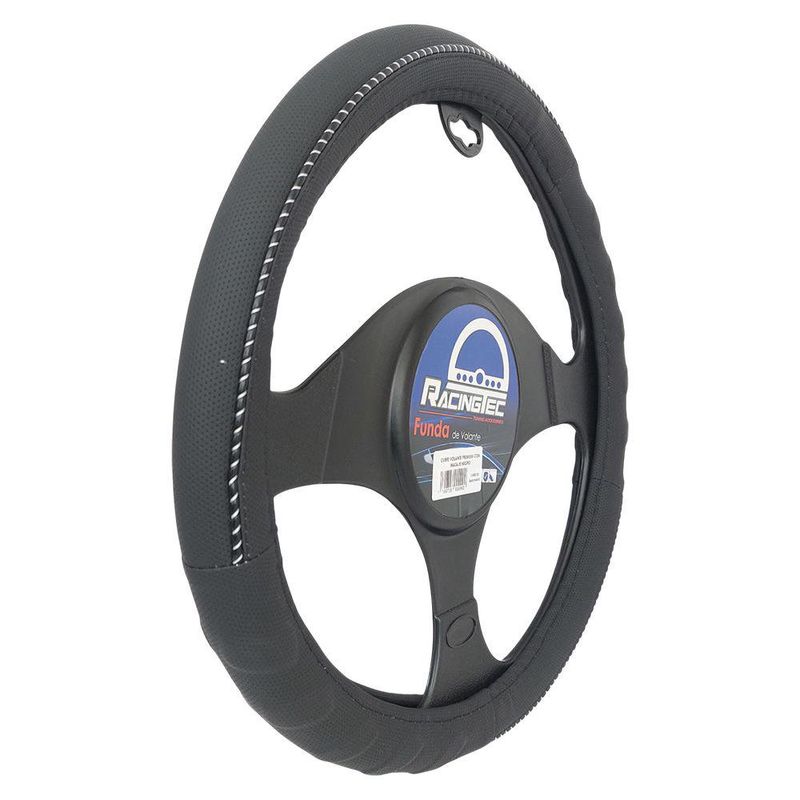 Cubre Volante Premium Racingtec Con Masaje Antideslizante Color Negro
