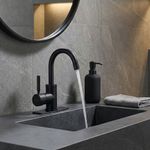 Grifo Monomando para Lavamanos Cuello Corto Tubig de 29 cm Negro