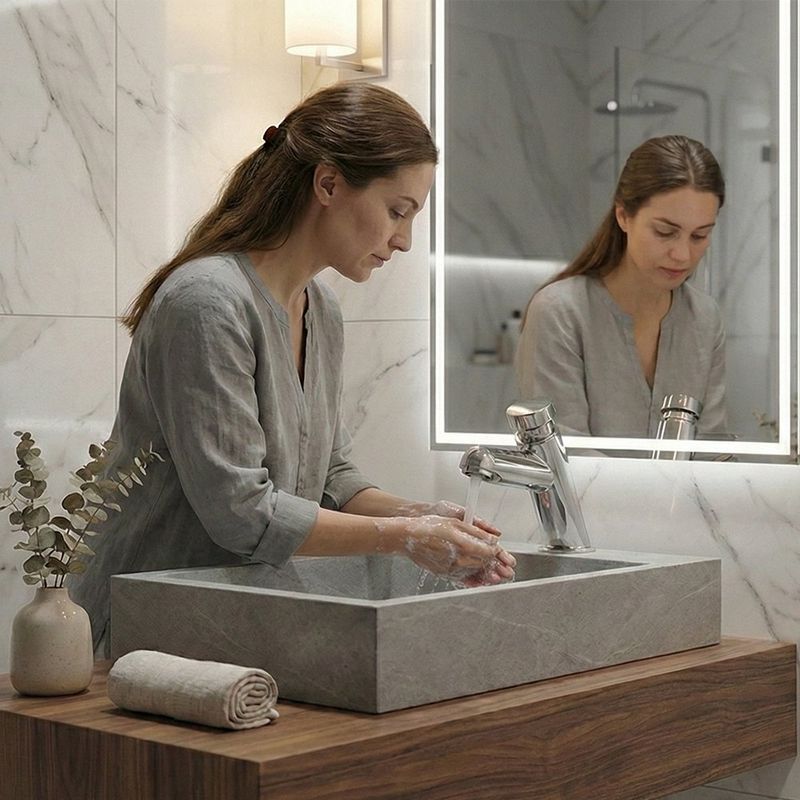 Grifo para Lavamanos con Cuello Bajo Push Temporizado Color Plateado