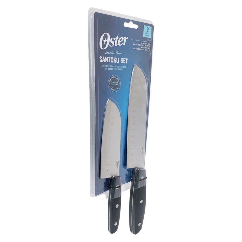 Set de 2 Cuchillos Oster Santoku de 12.7 cm y 17.7 cm Acero Inoxidable