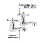 Juego de 2 Grifos para Baño Sencillos Foset Basic con Llave Cruceta