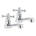 Juego de 2 Grifos para Baño Sencillos Foset Basic con Llave Cruceta