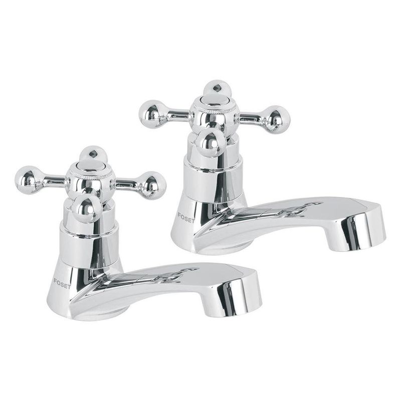 Juego de 2 Grifos para Baño Sencillos Foset Basic con Llave Cruceta