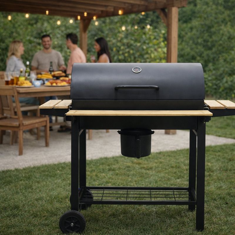 Churrasquera a Carbón con Mesa Frontal y Lateral de 103 x 62.5 x 99 cm