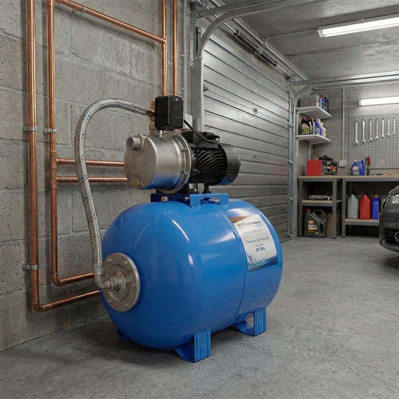 Bomba de Agua con Tanque 1hp 42m Altura 53L/min Tanque 80l