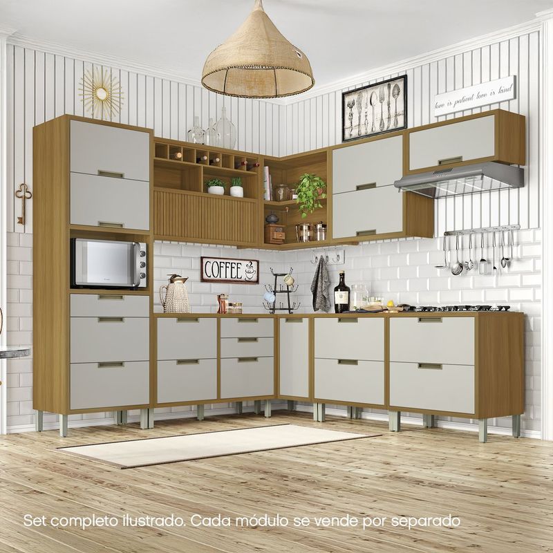 Gabinete Base Impera con 1 Puerta y 1 Gaveta 80 cm Café y Blanco