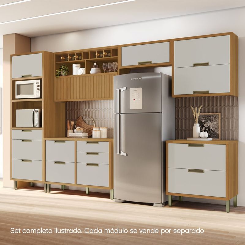 Gabinete Base Impera con 1 Puerta y 1 Gaveta 80 cm Café y Blanco