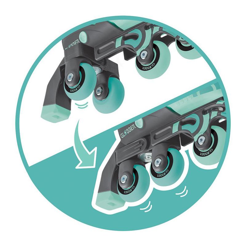 Patines 2 en 1 para Niños Talla Ajustable 26-29 Verde Menta