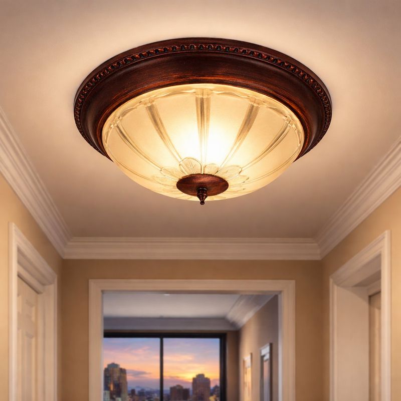 Plafón de Techo Clásico Redondo en Bronce Antiguo con Base E27 40W