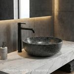 Lavamanos de Sobreponer Cerámico Negro Acabado Granito