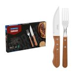 Kit de Cuchillos y Tenedores Jumbo Churrasco Mango de Madera 12 Piezas