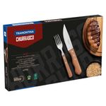 Kit de Cuchillos y Tenedores Jumbo Churrasco Mango de Madera 12 Piezas