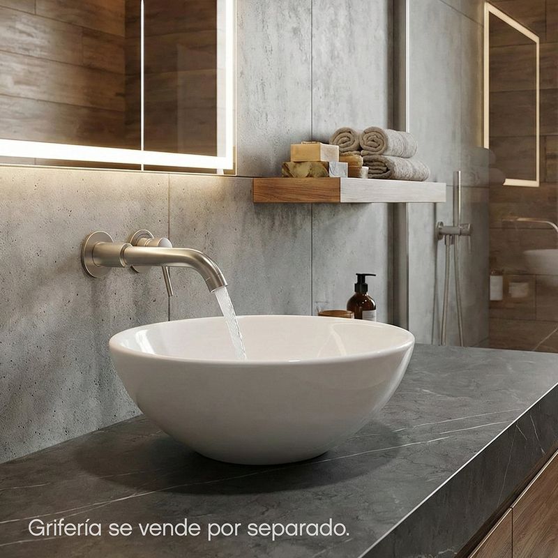 Lavamanos de Sobreponer Redondo Modelo Spazio Vessel Color Blanco