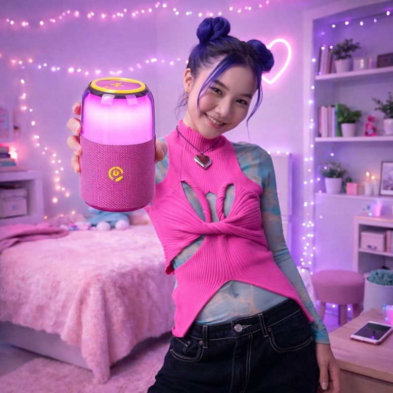 Bocina Inalámbrica Portátil STF Bolt con Luz LED Color Negro