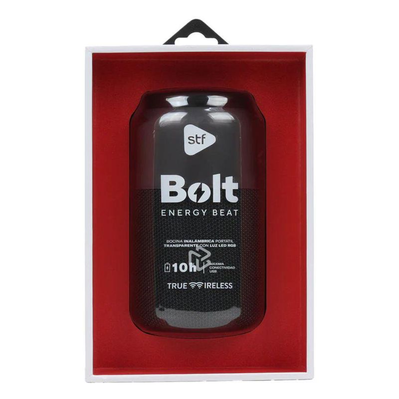 Bocina Inalámbrica Portátil STF Bolt con Luz LED Color Negro