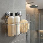 Canasta Rectangular Cromada de Baño con Ventosa