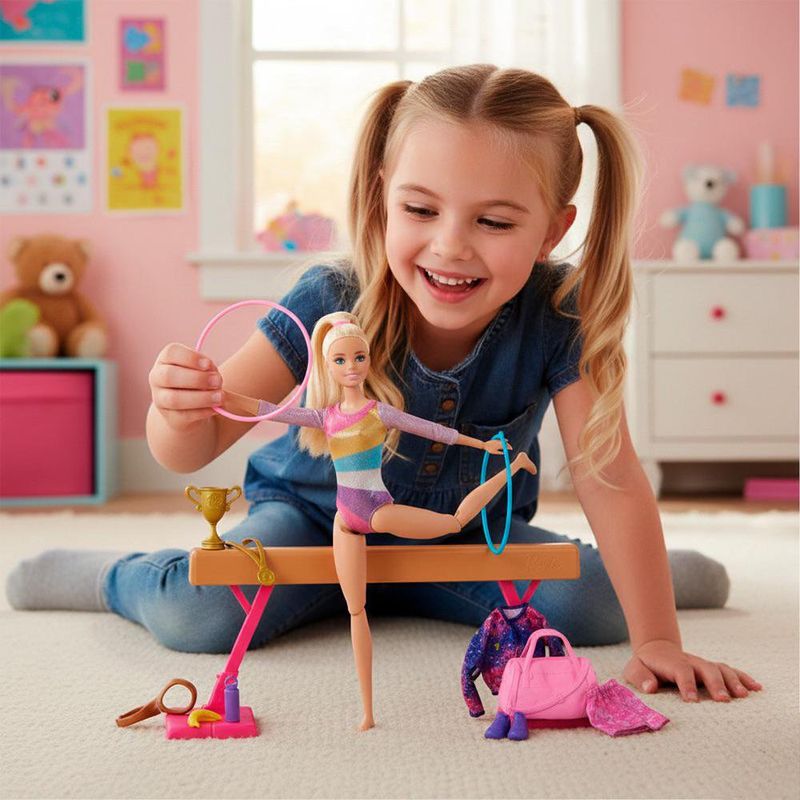 Muñeca Barbie Gimnasta con Viga de Equilibrio
