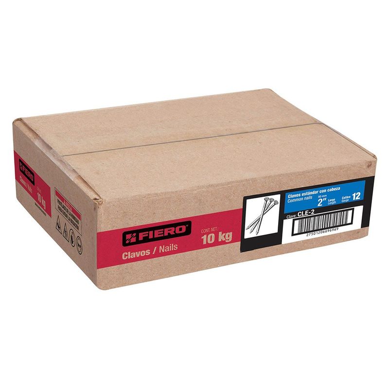 Clavos Estándar con Cabeza de 2 Plg en Caja de 10 Kg