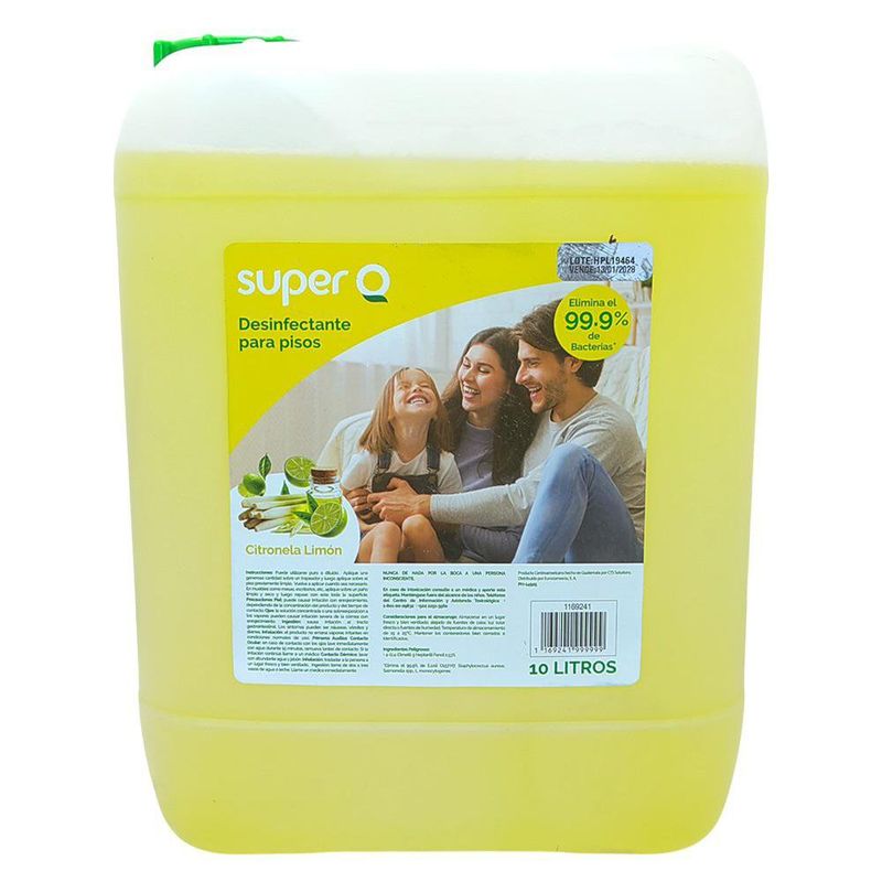 Desinfectante Super Q para Pisos Aroma Citronela Limón de 10 L