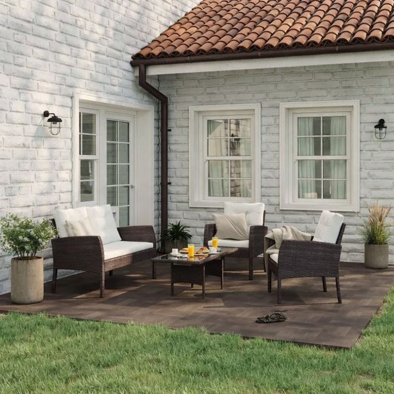 Set de Sala para Exterior Tipo Ratán de 4 Pzas