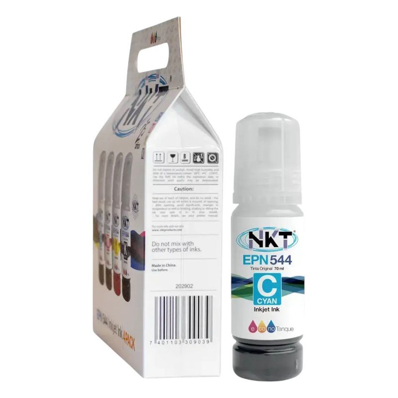 Tinta NKT para Epson 544 de 70 ml en Pack 4 Colores