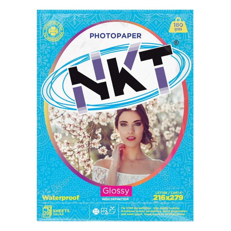 Papel Fotográfico Glossy de 180 g Tamaño Carta de 20 Hojas