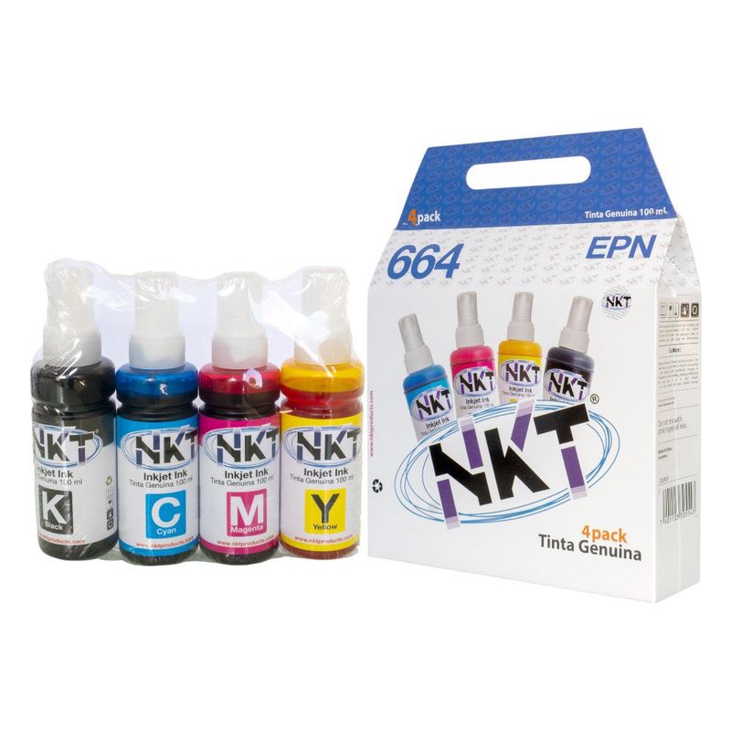 Tinta NKT 100ml para Epson 664 en Pack de 4 Colores