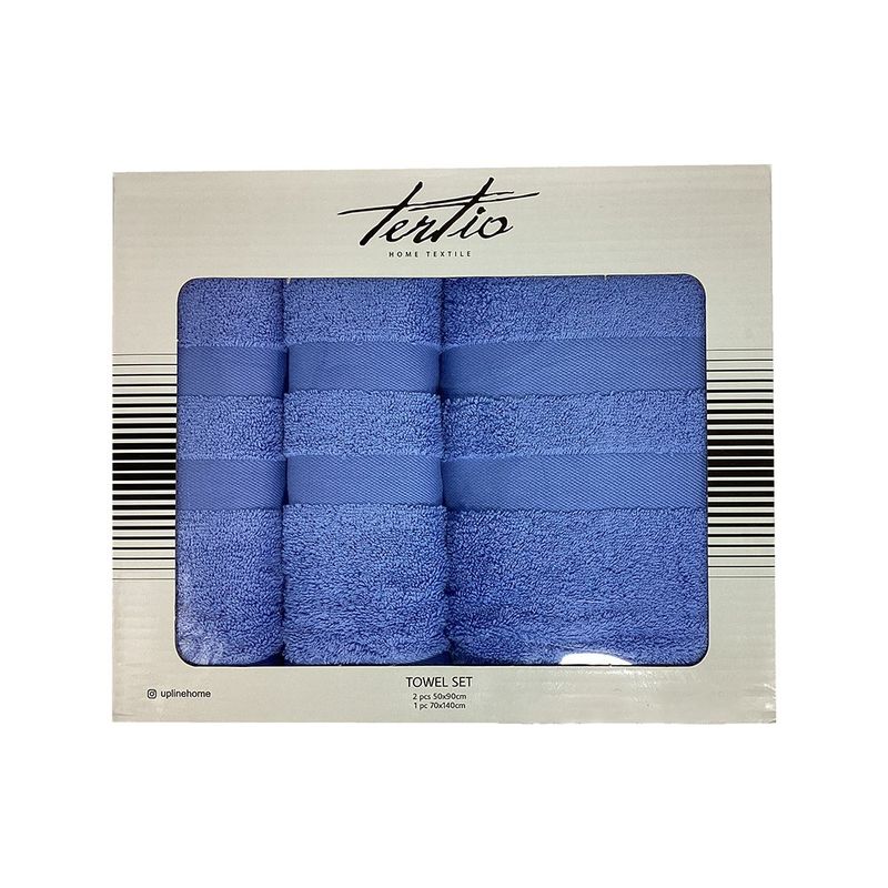 Set Tertio de 2 Toallas de Mano y Baño Color Azul