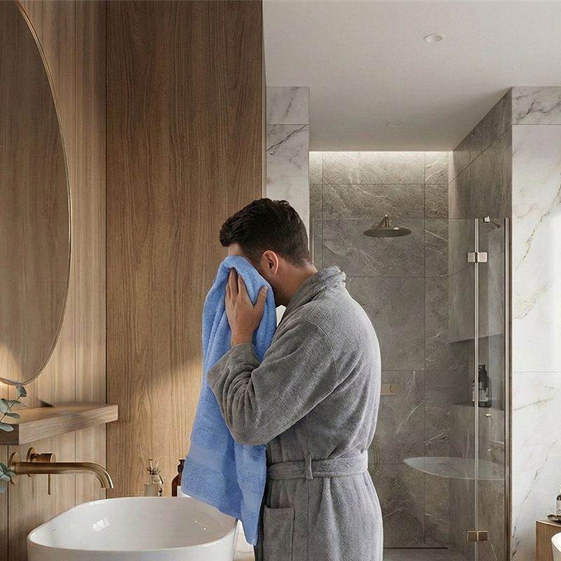 Set Tertio de 2 Toallas de Mano y Baño Color Azul