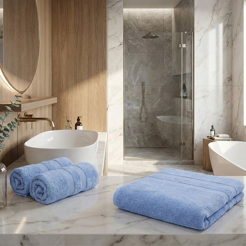 Set Tertio de 2 Toallas de Mano y Baño Color Azul