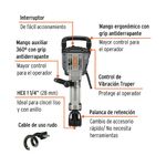 Martillo Demoledor Hexagonal 20 Kg con Motor de 1600 W