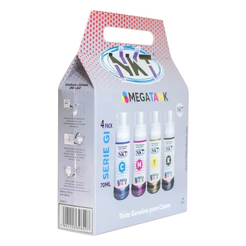Tinta Dye NKT 70 Ml en Pack de 4 Colores