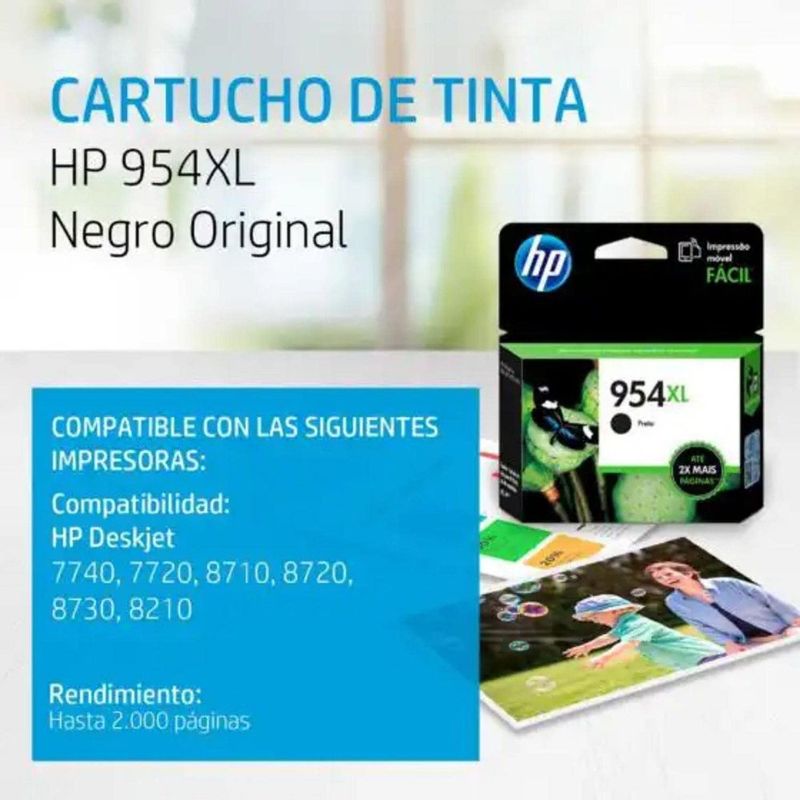 Cartucho de Tinta Original de Alto Rendimiento HP 954XL Negro