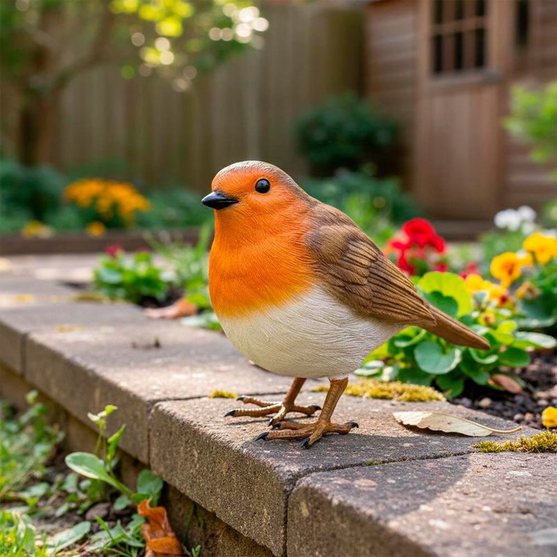 Figura Decorativa de Pájaro Petirrojo para Jardín