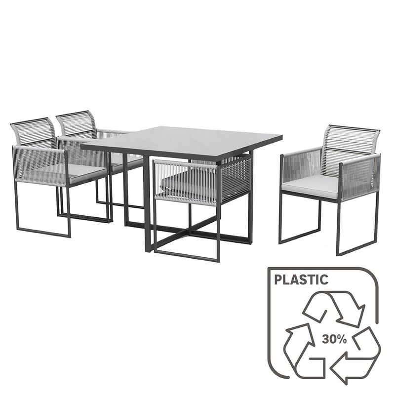 Set de Jardín Compass de Acero para 4 Personas Color Gris