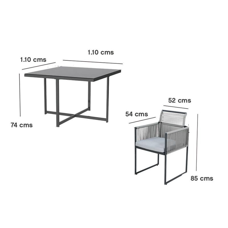 Set de Jardín Compass de Acero para 4 Personas Color Gris