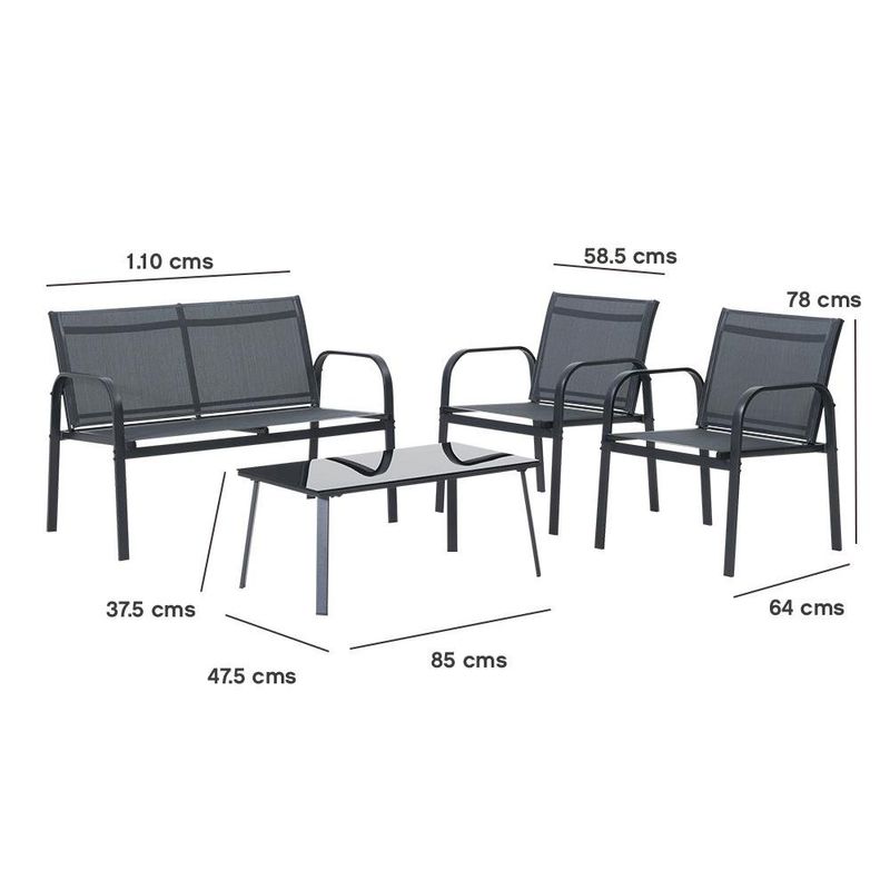 Set de Sala para Jardín Beo para 4 Personas Color Gris