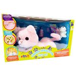 Gato Interactivo de Peluche Color Rosa con Collar Colorido