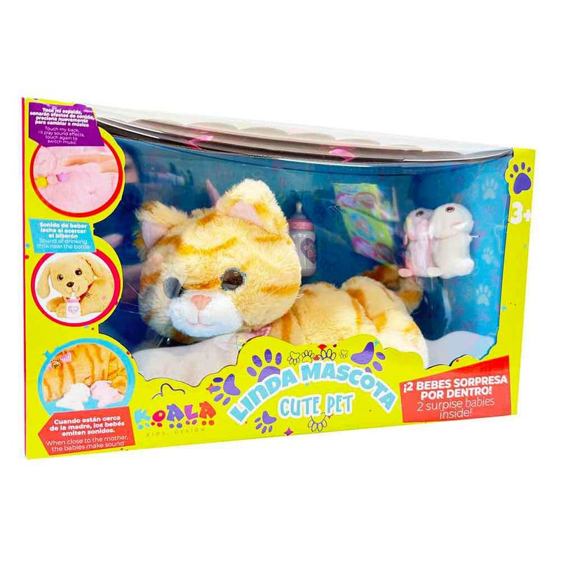 Gato de Peluche Interactivo con Accesorios Color Naranja