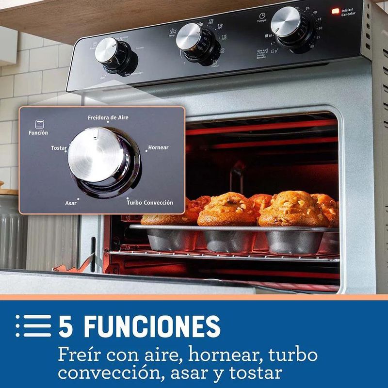 Horno con Freidora de Aire Oster de 22 L y Revestimiento Antiadherente