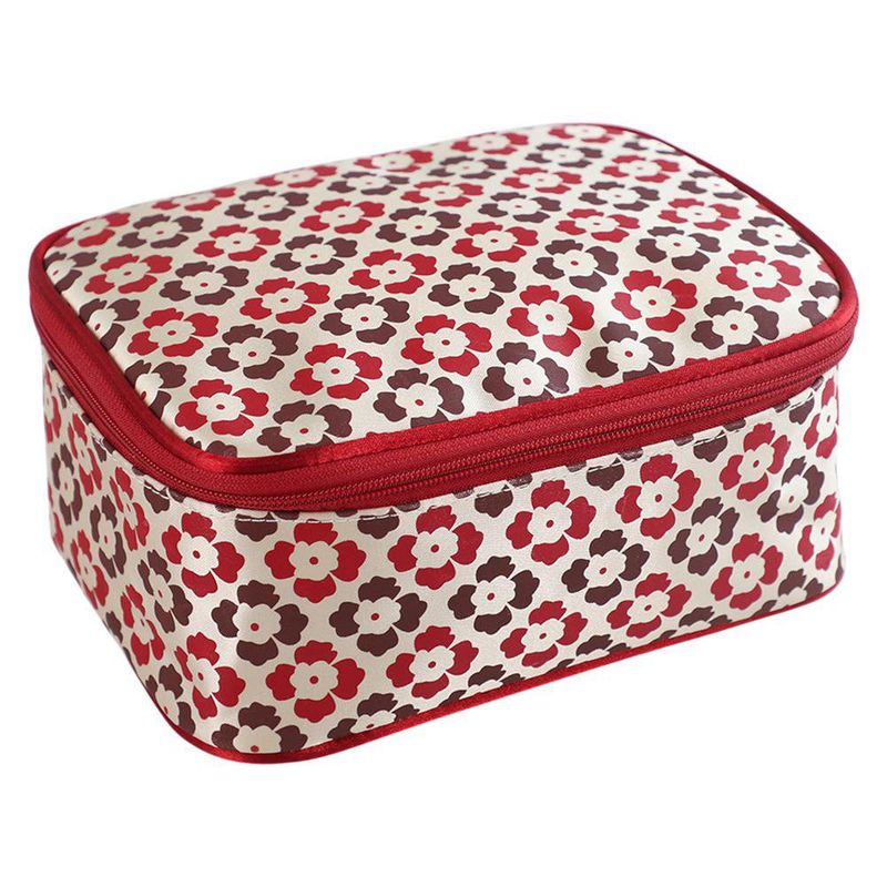 Set de 3 Cosmetiqueras Color Rojo con Estuche Transparente