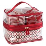 Set de 3 Cosmetiqueras Color Rojo con Estuche Transparente