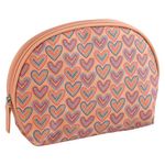 Set de 3 Cosmetiqueras Rosa con Corazones y Estuche Transparente