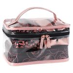 Set de 3 Cosmetiqueras Rosa de Estampado Floral con Estuche Transparente
