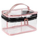 Set de 3 Cosmetiqueras Rosa de Estampado Floral con Estuche Transparente