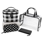Set de 3 Cosmetiqueras Color Negro con Estuche Transparente